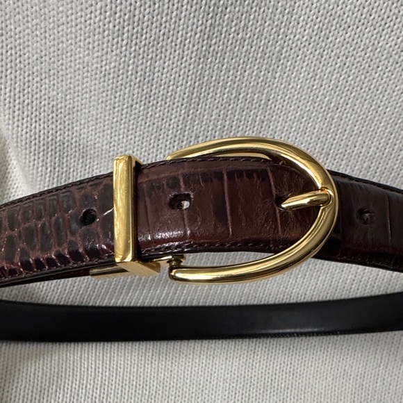 Ralph Lauren Brown Leather Belt with Gold Buckle - Picture 3 of 6